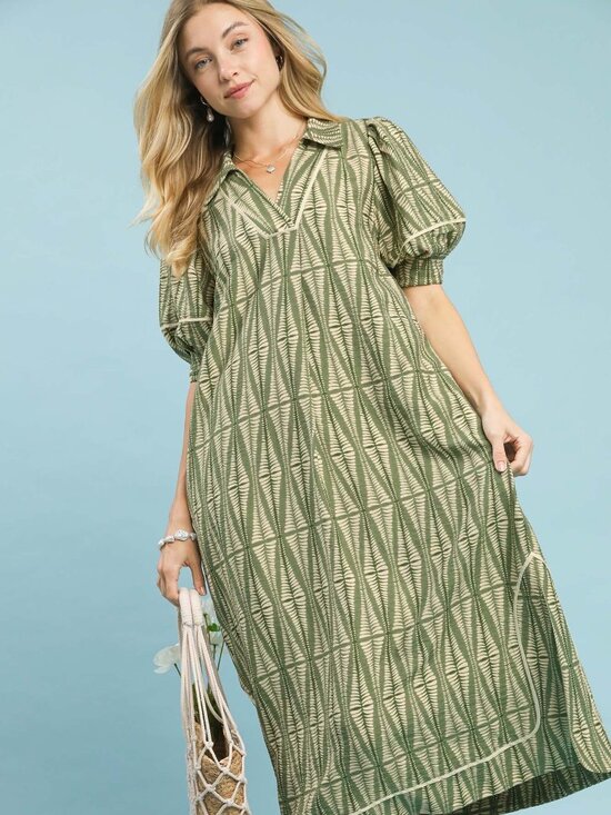 Umgee Geometric Print Midi Dress - Picture 1 of 5